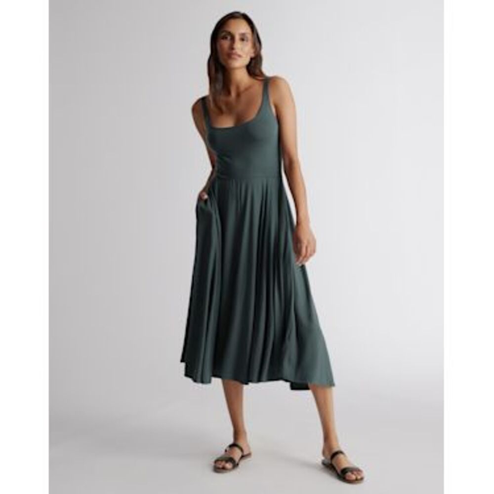 NWT Quince Forest Green Sleeveless Midi Dress